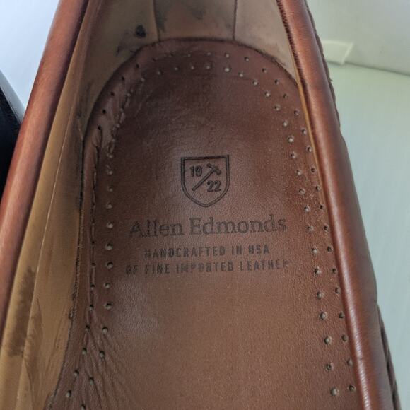 Allen Edmonds Woodstock Double Kiltie Leather Loafers 10.5 Men\'s Black Brown main image 4